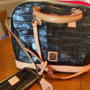 Dooney and Burke Croco Satchel with attached wristlet